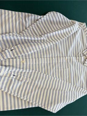 UNTUCKit White Shirt with Blue Stripes - Men's Button-Down